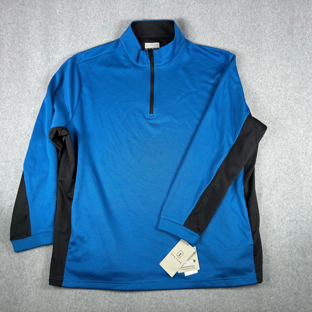 PGA Tour Golf Jacket Men's 2XL XXL Blue Thermal Stretch 1/4 Zip Pullover NWT
